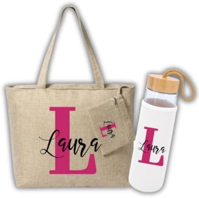 9.Pack Bolso y Botella de Cristal Personalizados