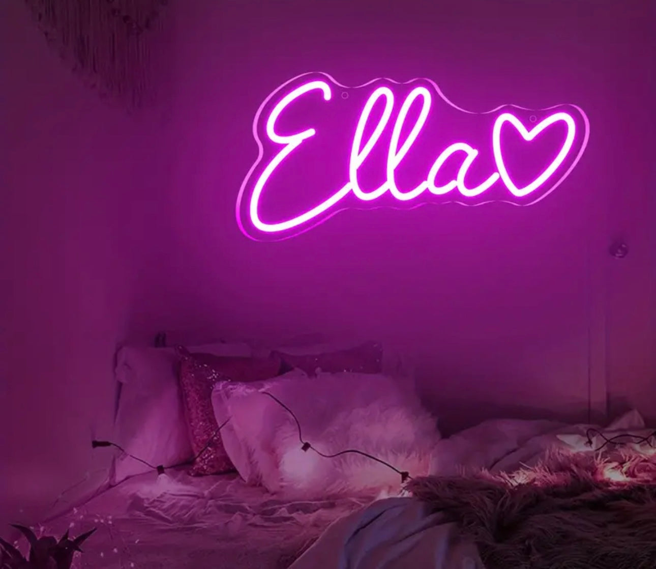 Luz LED personalizable: Texto con Estrella o Corazón