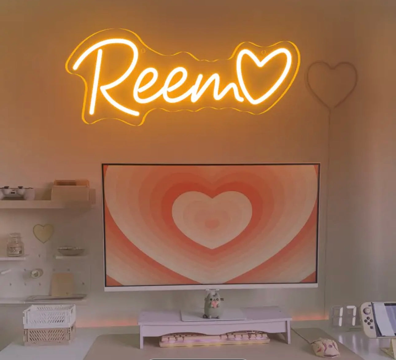 Luz LED personalizable: Texto con Estrella o Corazón