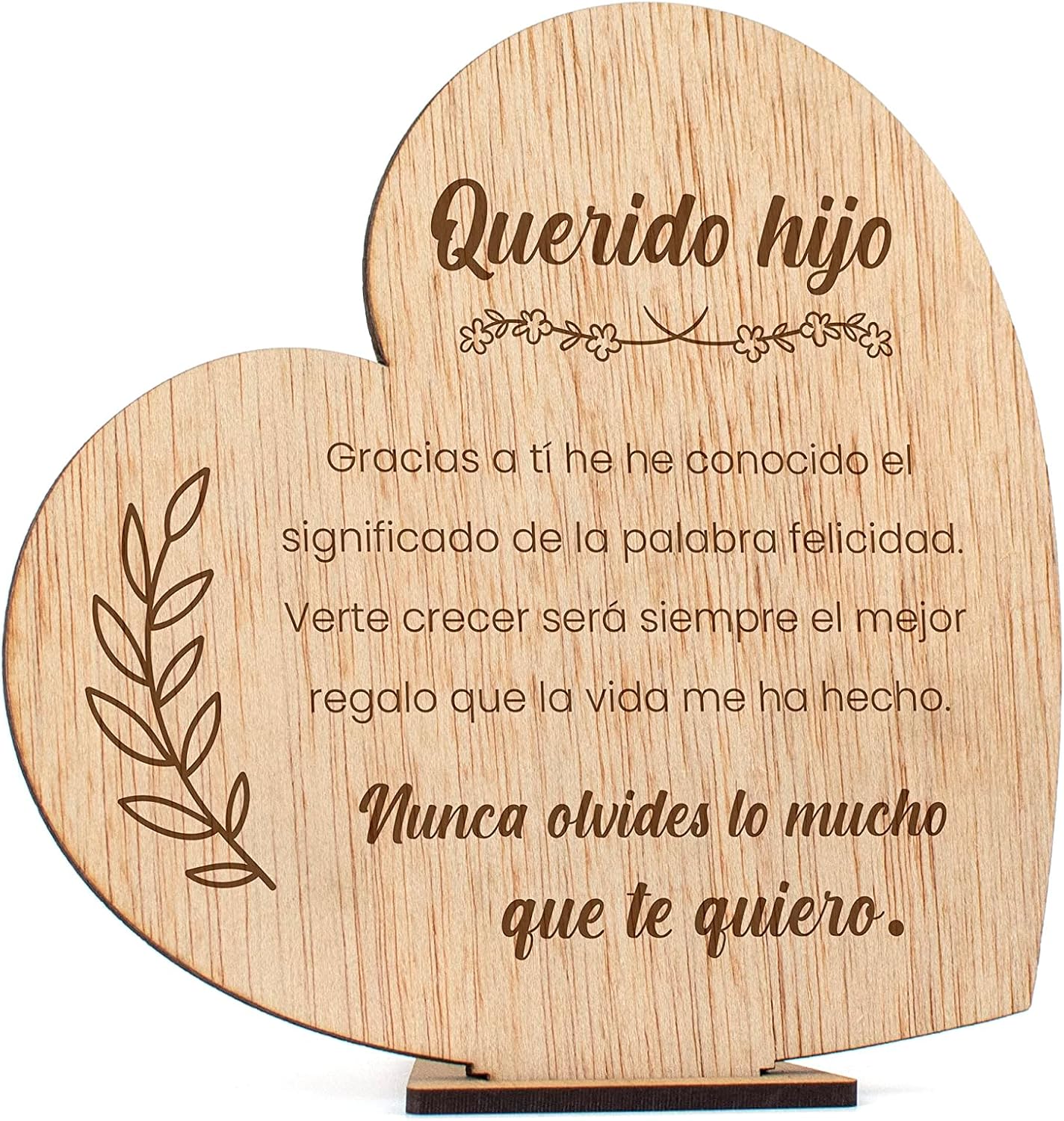 3.Placa con forma de corazón y mensaje emotivo