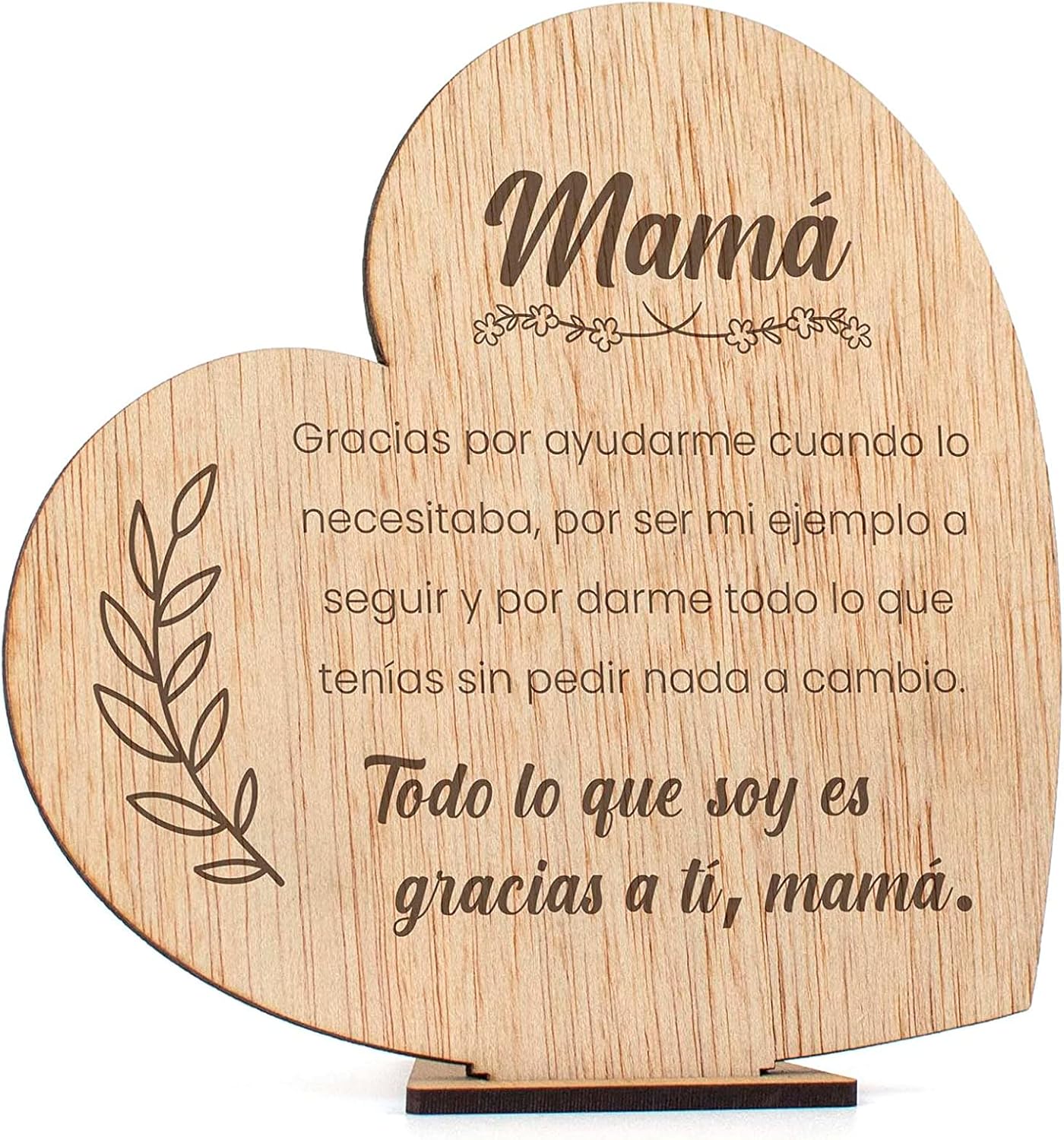 3.Placa con forma de corazón y mensaje emotivo